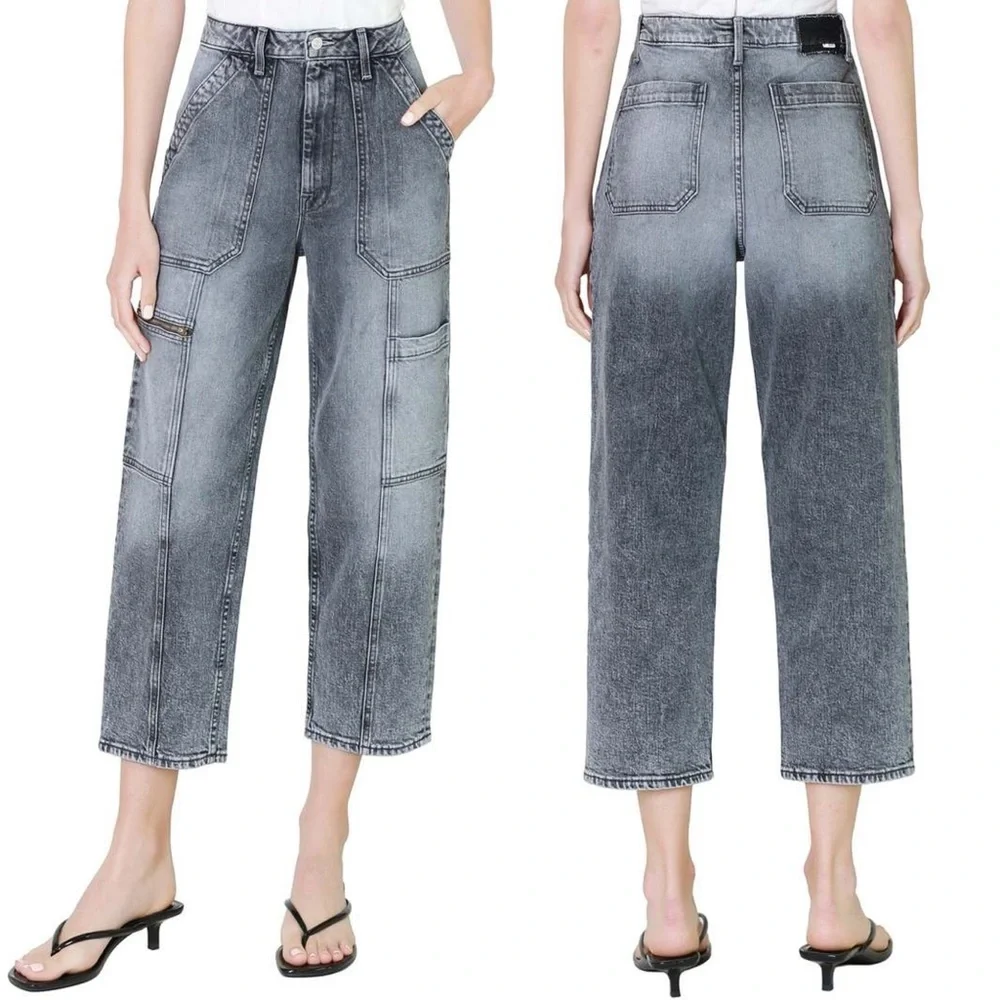 MOTHER SUPERIOR Jeans Private Patch Pocket Ankle Shadow Dancing Gray Size 28